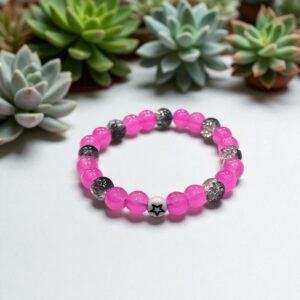 Pink Beaded Bracelet with Silver Star Charm
