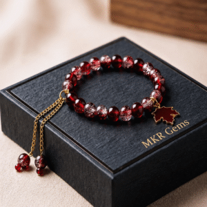 Crimson Maple Leaf Beaded Bracelet