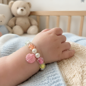 Little Mermaid Shell & Candy Bead Stretch Bracelet