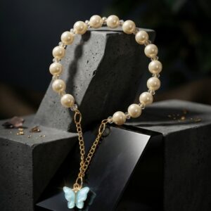Pastel Meadow Butterfly Pearl Bracelet